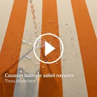 Tissu déperlant coussin bain de soleil rayures larges