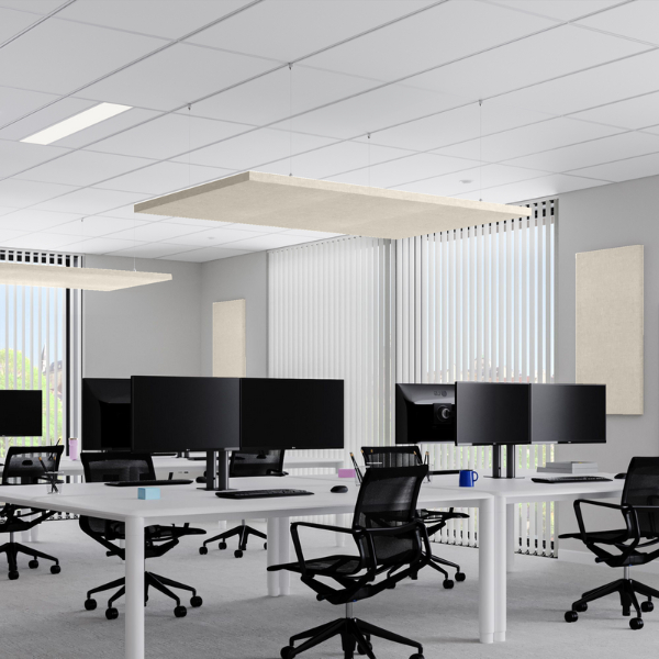 Panneau acoustique suspendu rectangle horizontal - Non feu M1 - Écru
